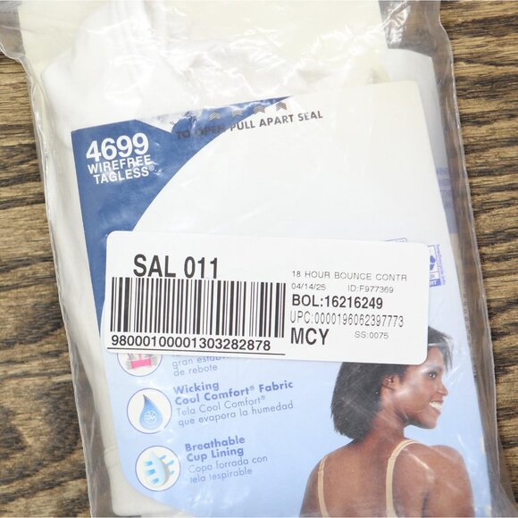 NWT Playtex 18 Hour Bounce Control Convertible Wireless Bra 4699 White 40C - Picture 5 of 5